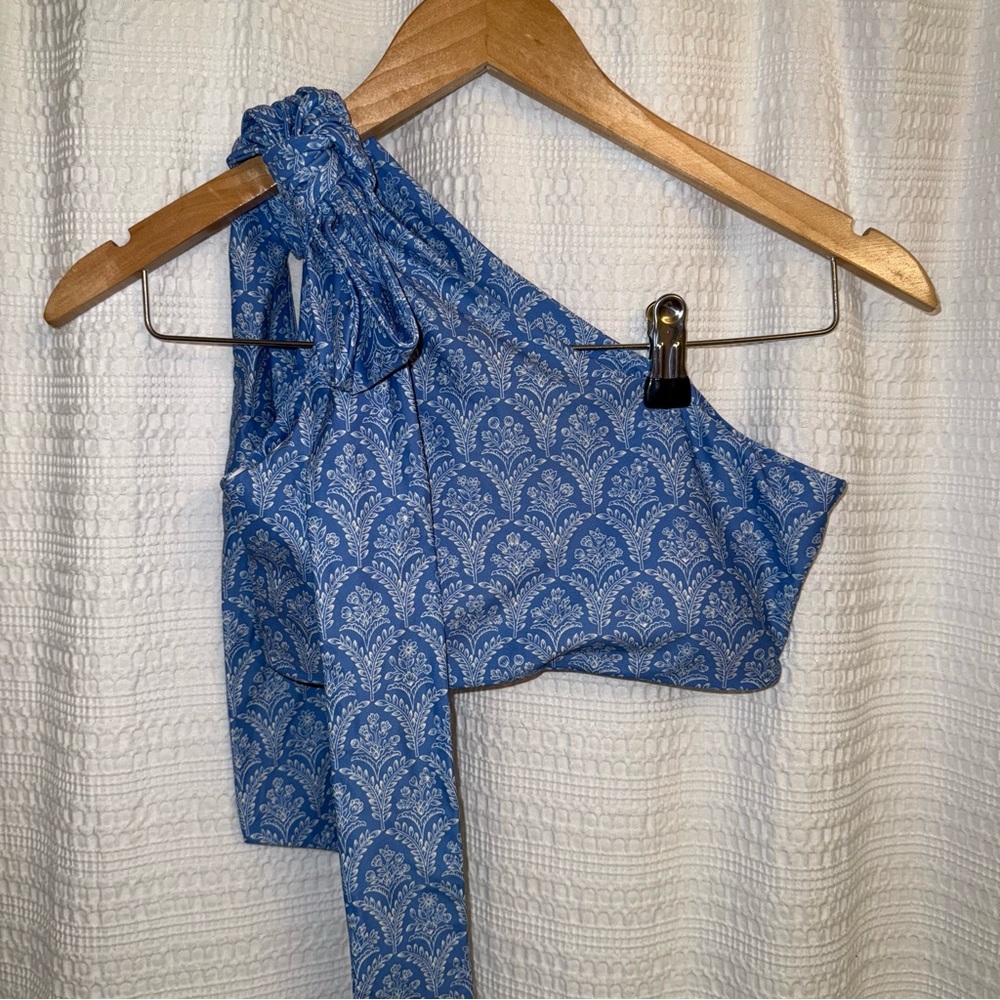 The Bow-Shoulder Ruched Sidestroke Bikini Top